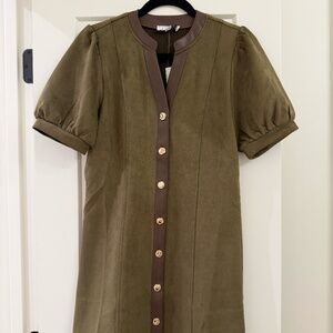 THML Puff Sleeve V Neck Dress